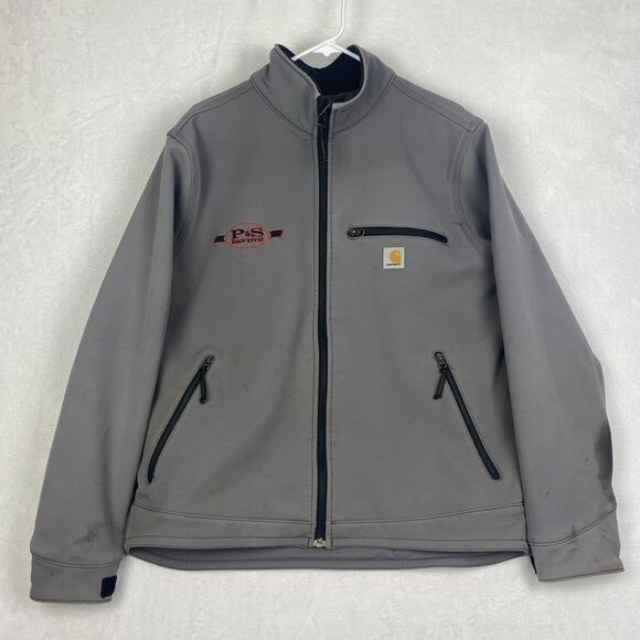 Carhartt Rain Defender Jacket Mens Large Gray Mock Neck Outdoors Full Zip - Picture 1 of 16
